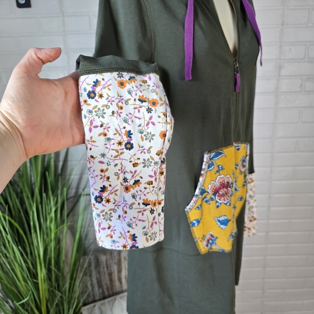 Matilda Jane Green Floral Patchwork Zip Up Long Jacket Medium - Picture 8 of 11